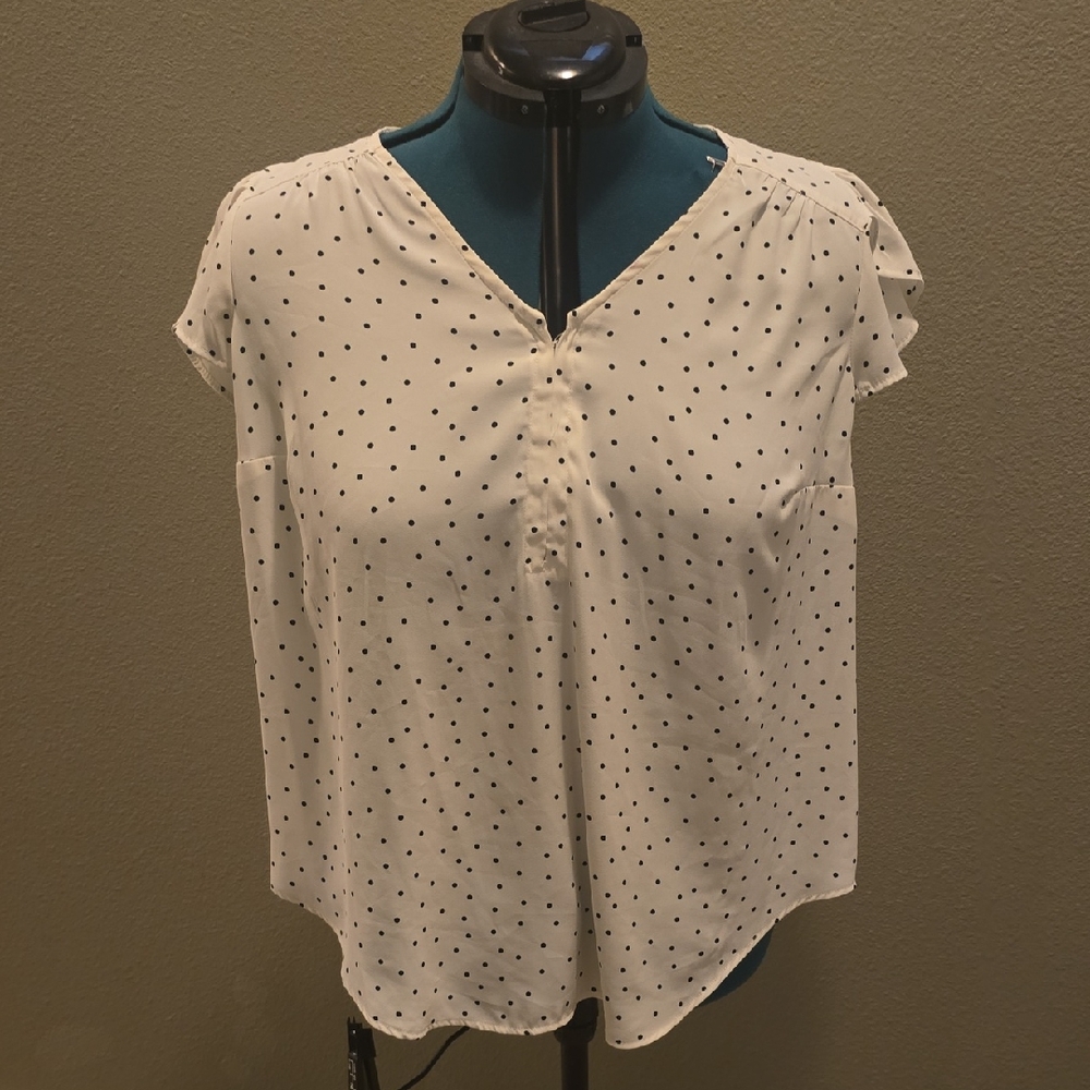 Torrid White Polka Dot Harper Blouse